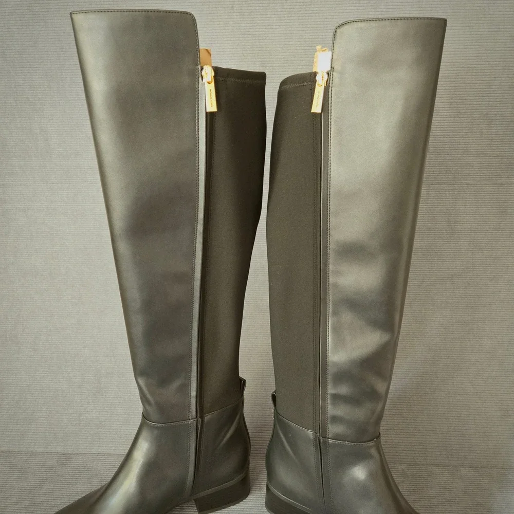 Michael Kors Lex Boot Womens 10 Black Excellent Faux Leather Over The Knee